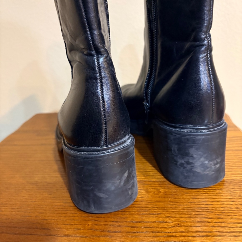 Nine West Cloud 9 Black Leather Ankle Boots Women's 8M - Picture 5 of 14